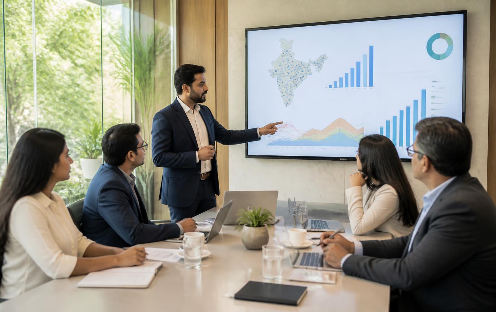 DNM Ventures leadership reviewing national expansion data in a boardroom